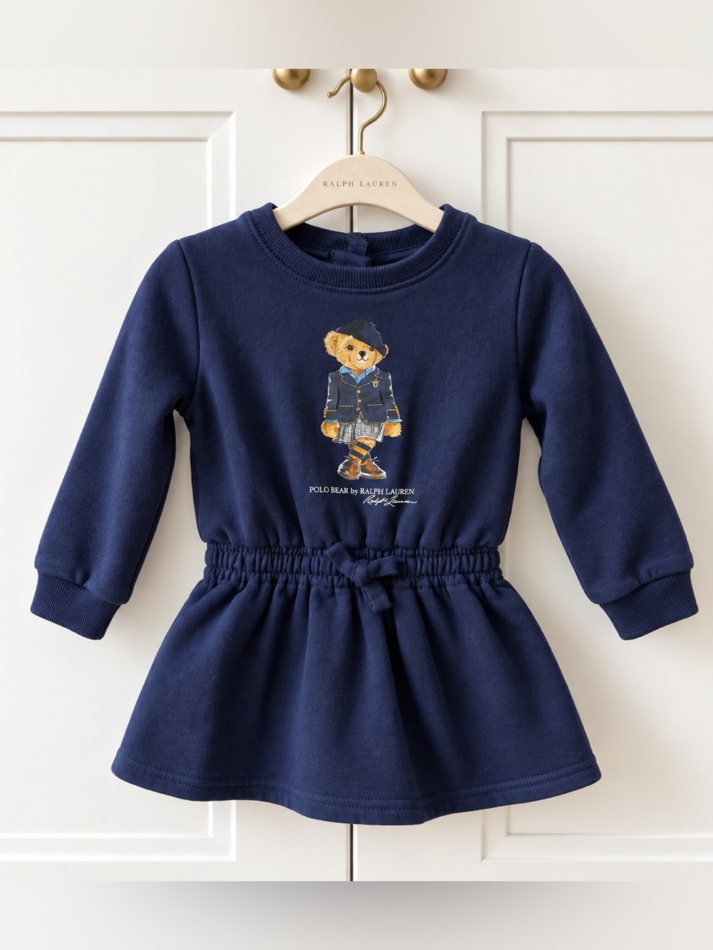 Ralph Lauren Polo Bear 6M Navy Sweatshirt Dress